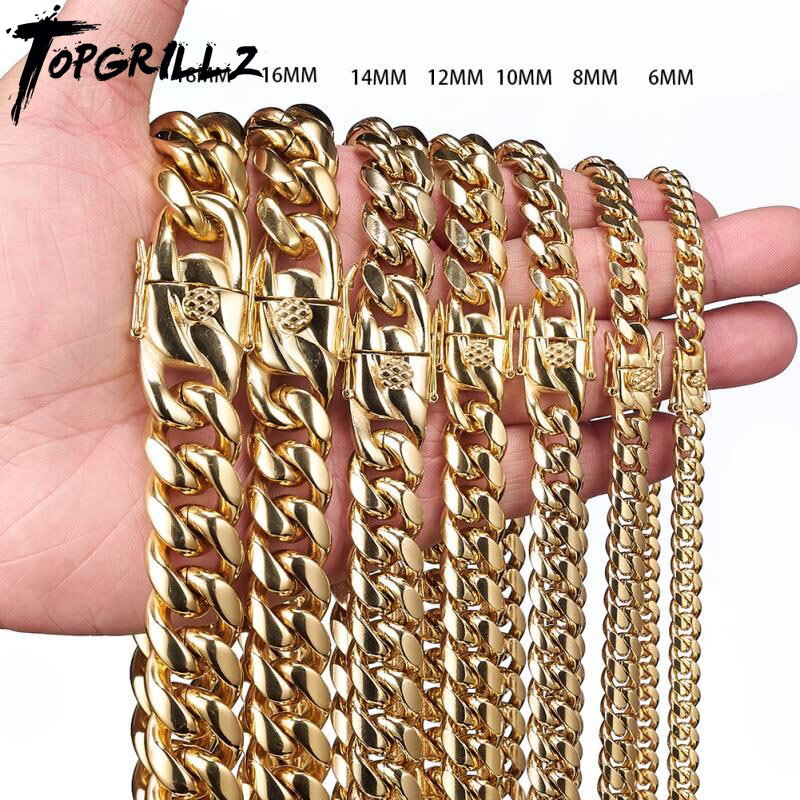 Cuban Link Chain 12Mm - TOPGRILLZ paslanmaz çelik altın rengi küba