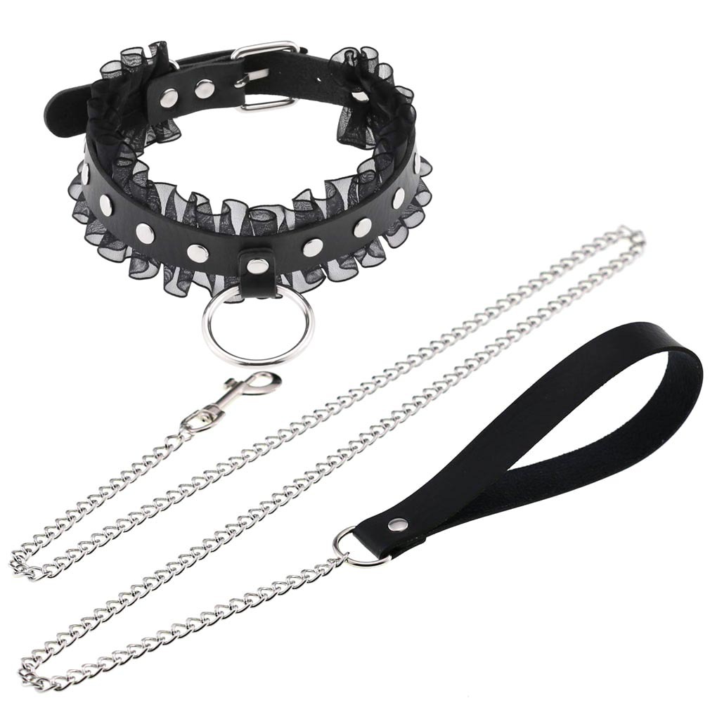 Goth Punk Spike Choker - Seksi dantel çivili gerdanlık Punk yaka