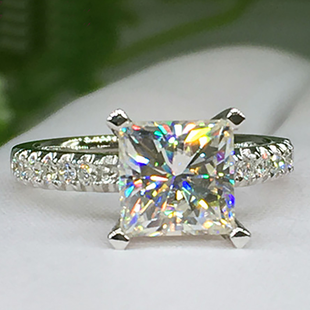 Moissanite Engagement Ring 1 Carat - Özel Tasarım 10 Ayar Au417 Beyaz