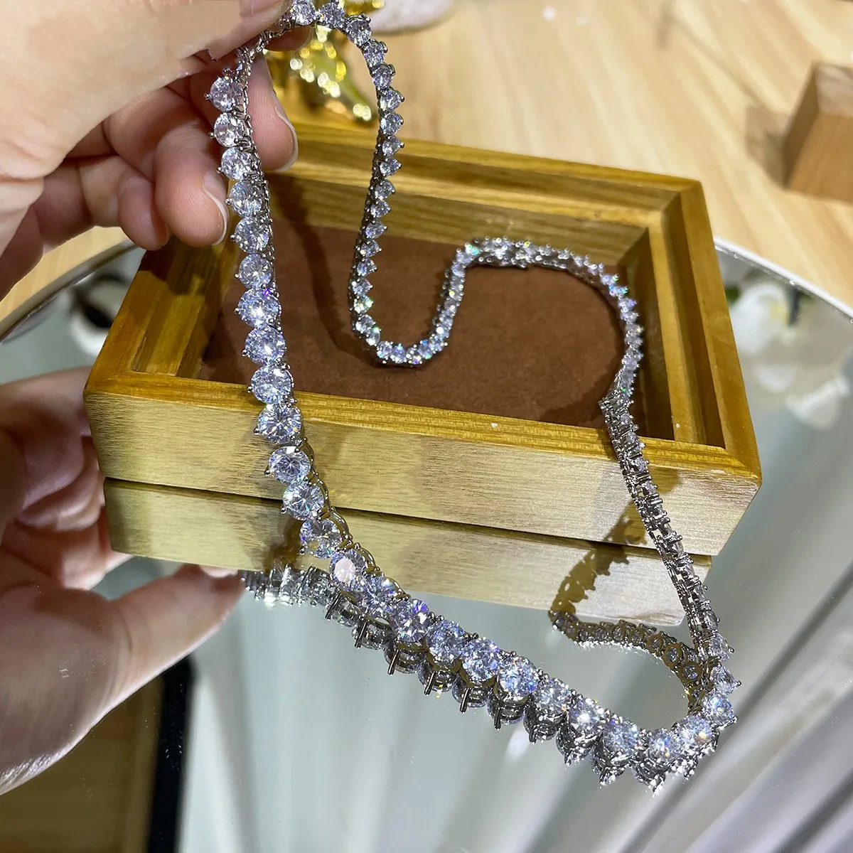Cross Pendant Necklace Gold - Lüks tasarımcı 7MM buzlu Out tenis