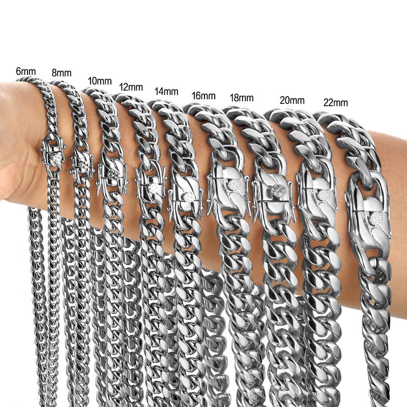 Cuban Link Chain 12Mm - 316L paslanmaz çelik Miami boş küba