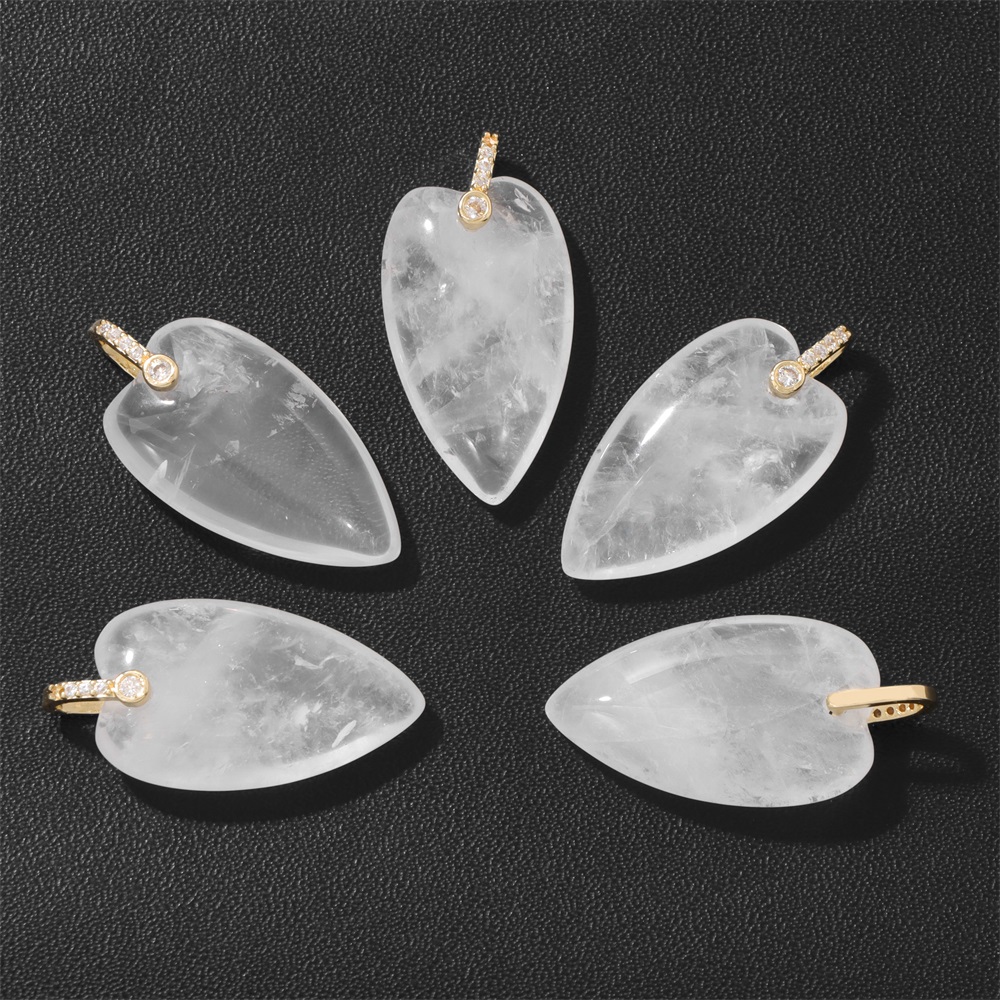 Crystal Pendant Necklace Natural Stone - 2 adet doğal taş kalp kolye,