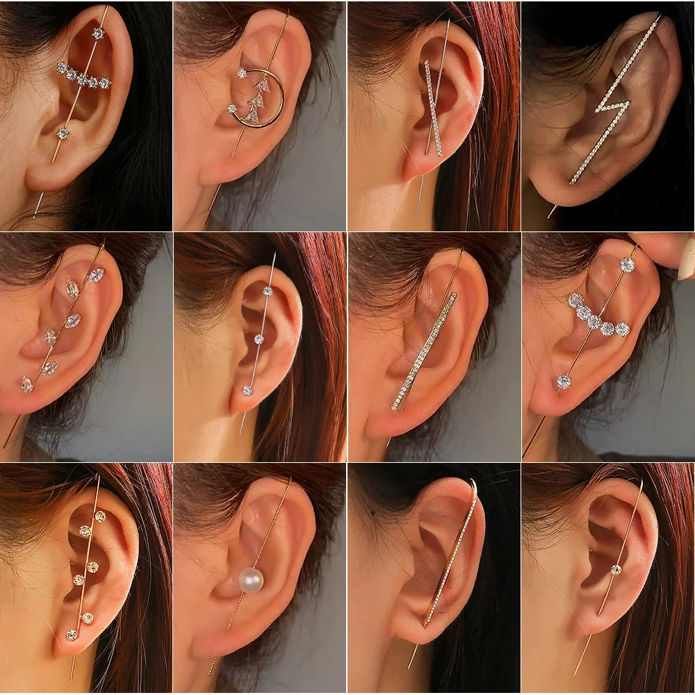Earrings - Yeni mizaçlı delikli zirkon taşlı kişiye