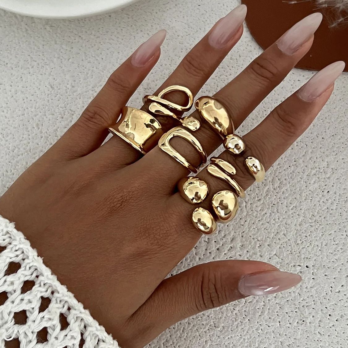 Vintage Punk Knuckle Rings Set - DIEZI Bir Set Moda Hollow Geometrik
