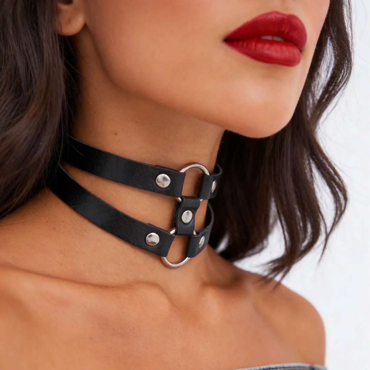 Goth Punk Spike Choker - Moda PU Deri Dikenli Gerdanlık Punk
