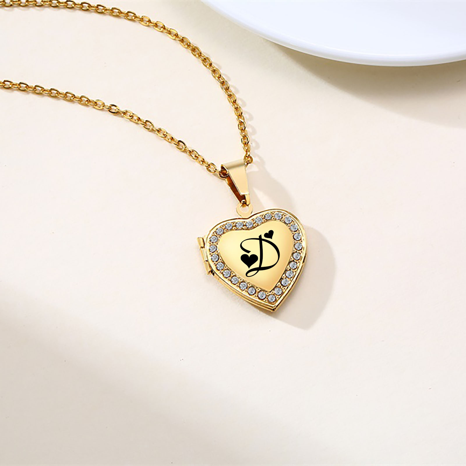 Heart Locket Necklace Photo - Ücretsiz Gravür Baş Harfleri Kalp Madalyon
