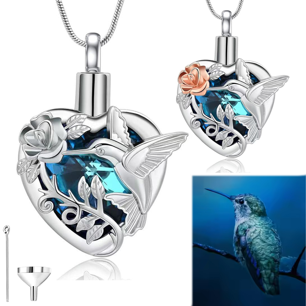 Heart Locket Necklace Photo - Sinek kuşu kalp Urn madalyon kolye