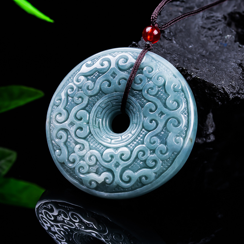 Necklaces - Doğal Birmanya Jadeit Çiçek Kolye Kolye