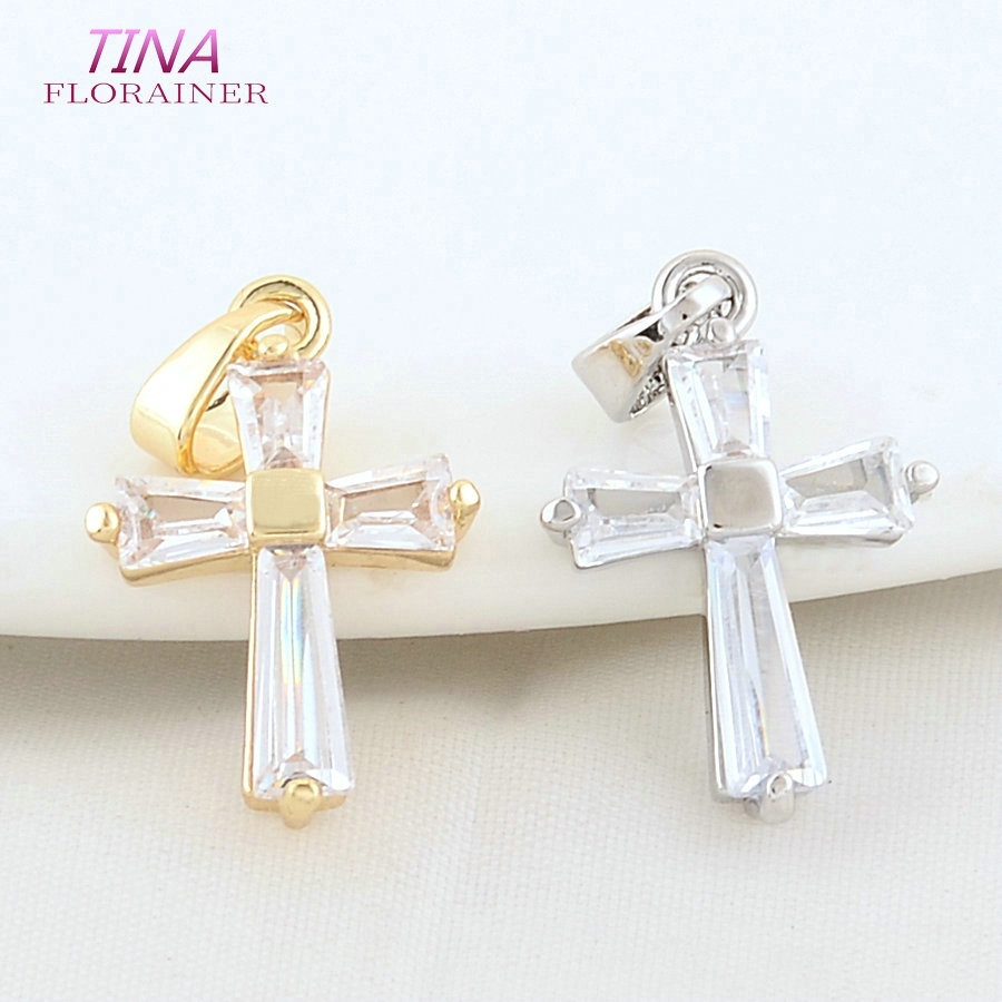 Cross Pendant Necklace Gold - 6 adet 12*18MM 14K altın rengi