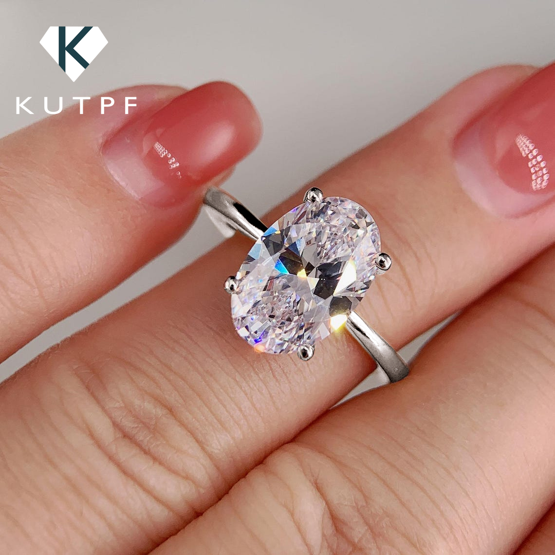 Moissanite Engagement Ring 1 Carat - 1/2/3 Karat Oval Kesim Mozanit Nişan