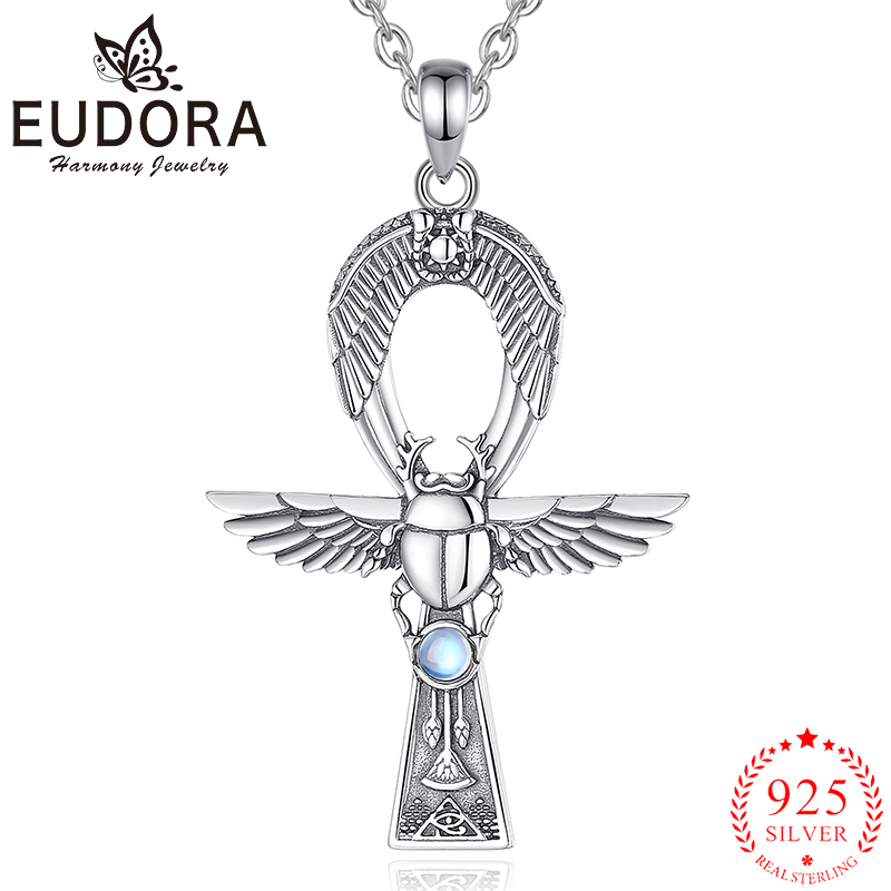 925 Sterling Silver Chain Necklace Men - Eudora 925 ayar gümüş antik mısır