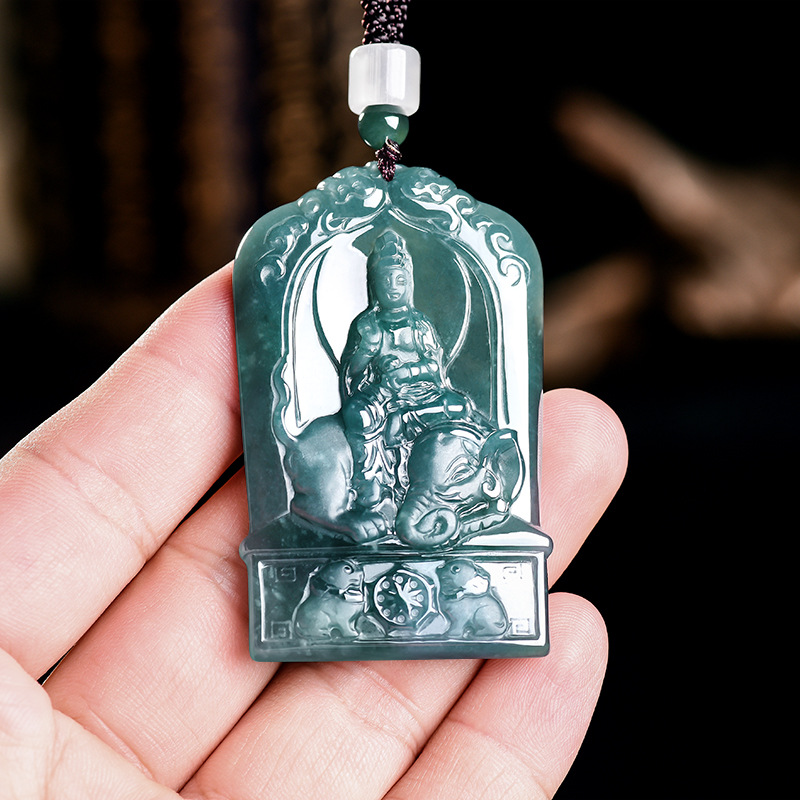 Necklaces - Doğal Birmanya Jadeit Guanyin Kolye Kolye