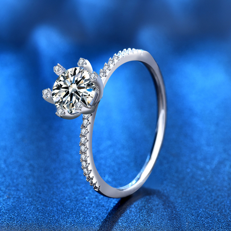 Moissanite Engagement Ring 1 Carat - S925 Düğün Nişan Mozanit Yüzük Lüks