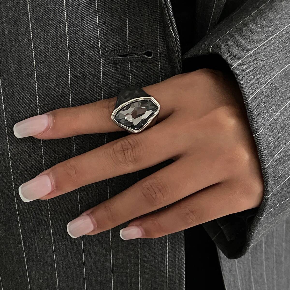 Vintage Punk Knuckle Rings Set - Salircon Vintage Siyah Akrilik Rhinestone Açık