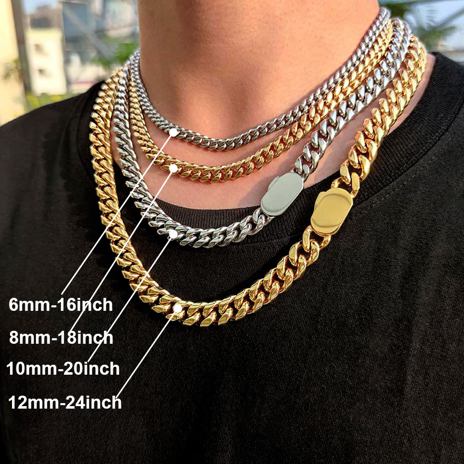Cuban Link Chain 12Mm - 6-12mm Genişlik Yeni Stil Paslanmaz Çelik