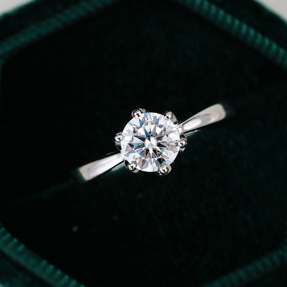 Moissanite Engagement Ring 1 Carat - JoyceJelly Klasik Altı Pençeli Mozanit Yüzük