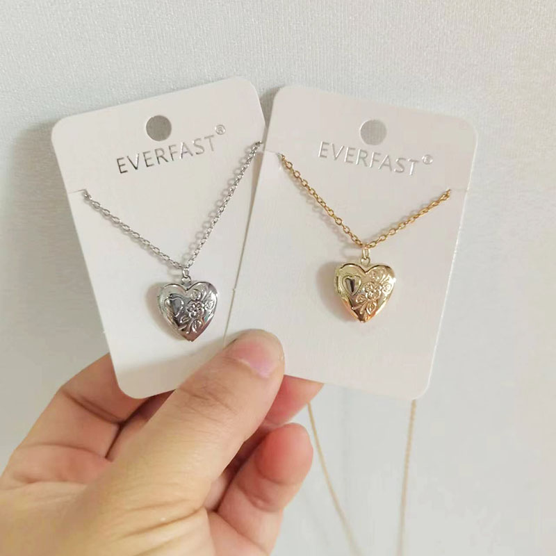 Heart Locket Necklace Photo - 1 adet minik kalp 14mm fotoğraf