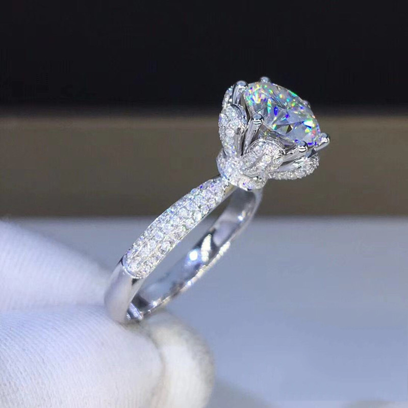Moissanite Engagement Ring 1 Carat - Morganit Yüzük VVS1 Sınıfı Laboratuvarda Yetiştirilmiş