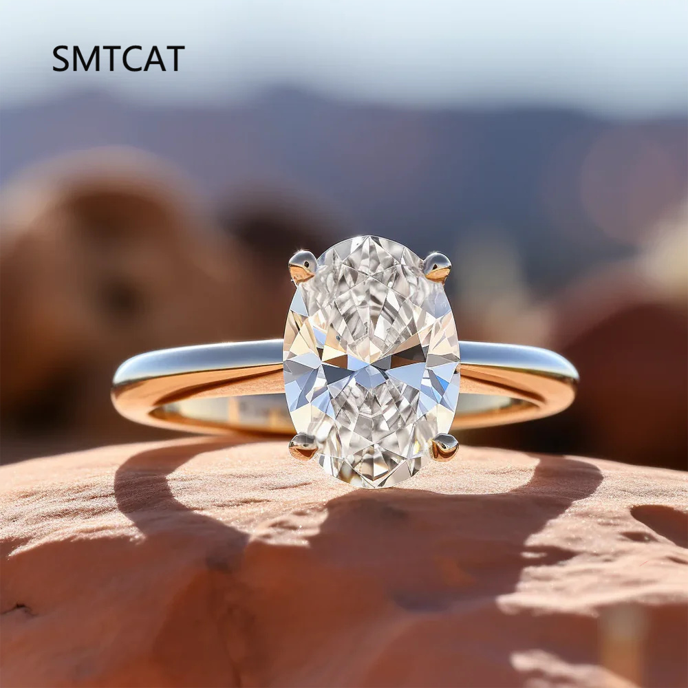 Moissanite Engagement Ring 1 Carat - 1/2/3 Karat Oval Kesim Mozanit Nişan