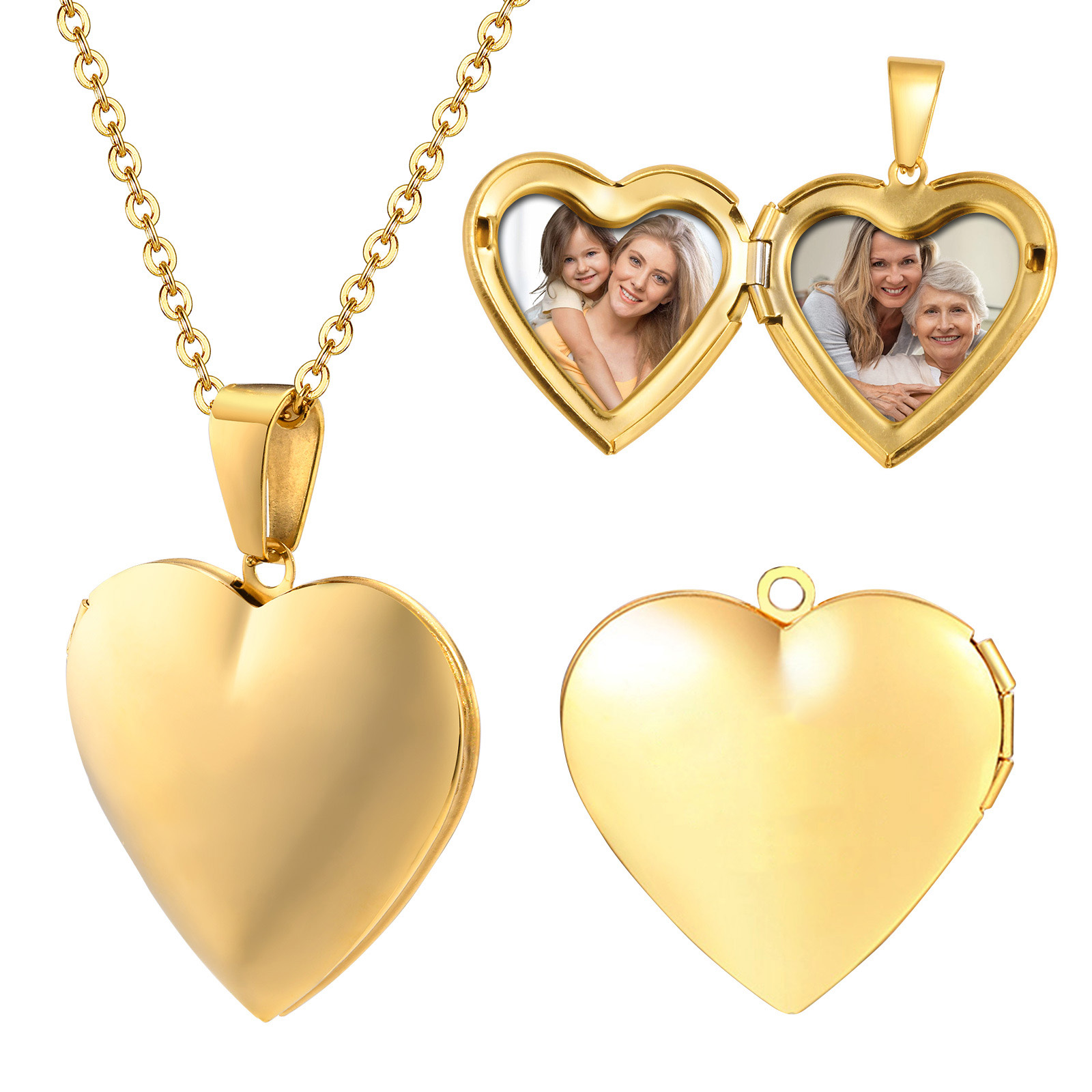 Heart Locket Necklace Photo - Paslanmaz Çelik Takı Kalp Madalyon Resimleri