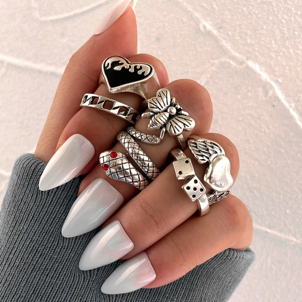 Vintage Punk Knuckle Rings Set - 6 adet Vintage Punk yılan parmak
