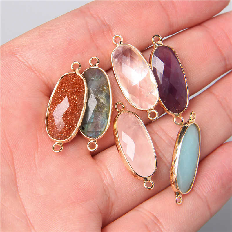Crystal Pendant Necklace Natural Stone - 2 adet 10X26mm Doğal Çift Döngü