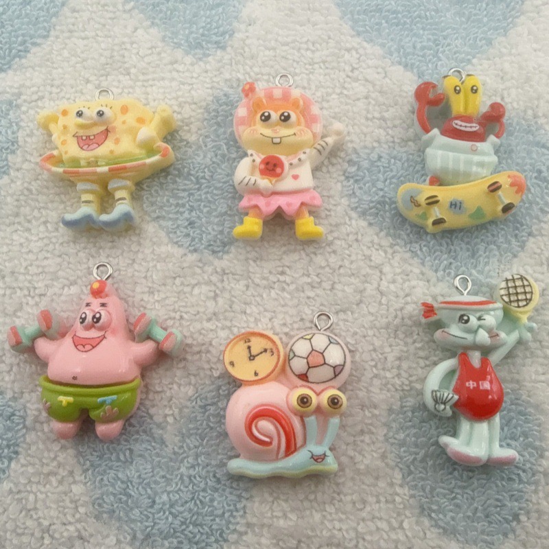 Earrings - 10 adet karikatür reçine kolye ucu,