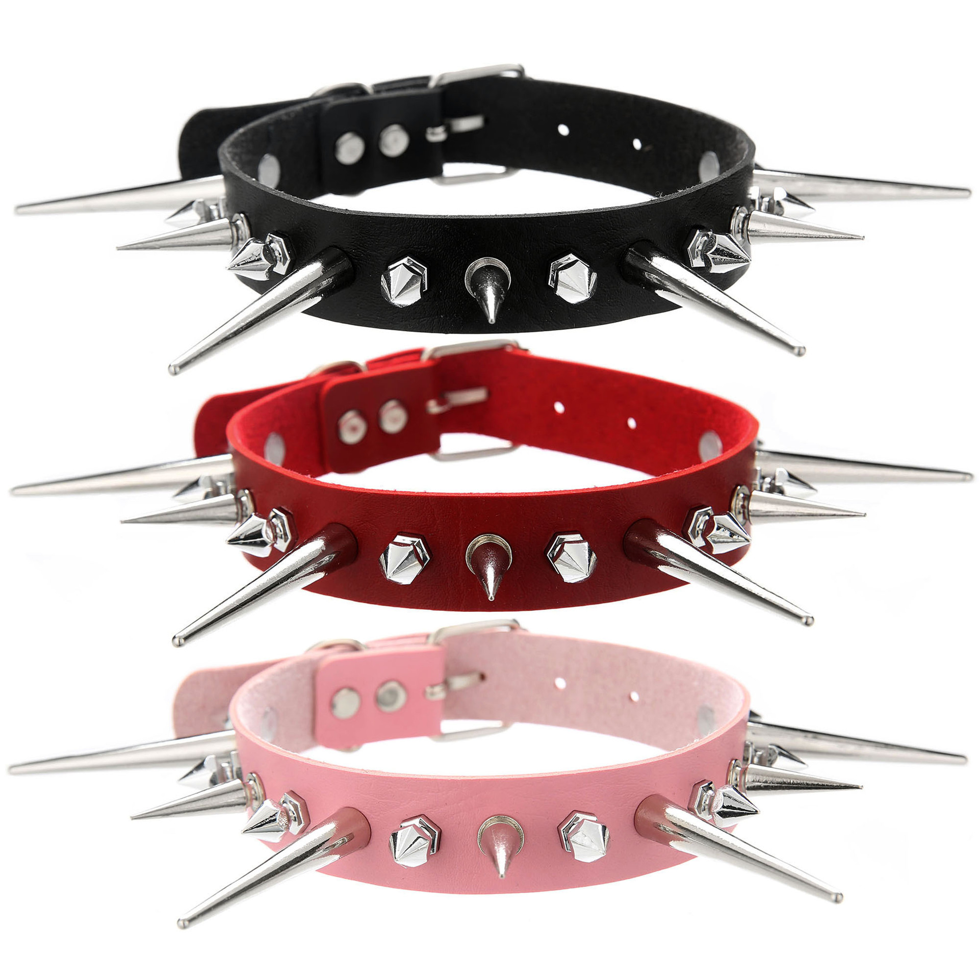 Goth Punk Spike Choker - KMVEXO Punk uzun başak gerdanlık Faux