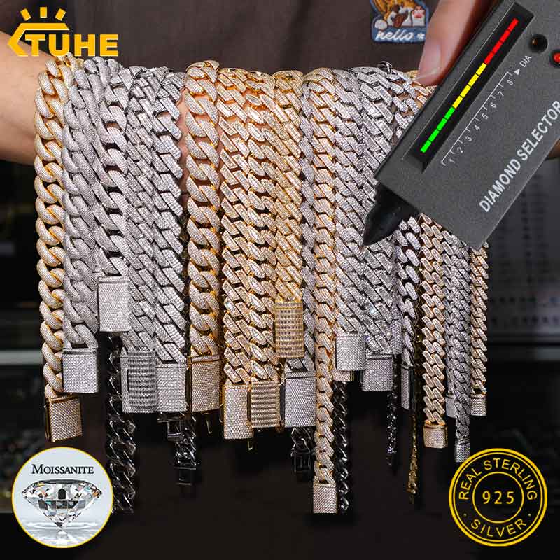 Cuban Link Chain 12Mm - TUHE Unisex D Renk Mozanit Küba