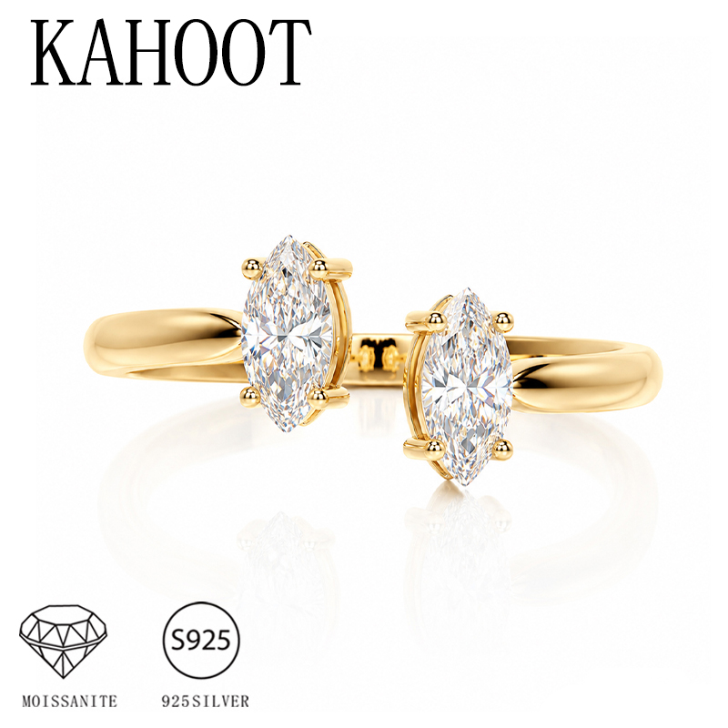 Moissanite Engagement Ring 1 Carat - Ayarlanabilir Açıklığa Sahip 1 Karat 925