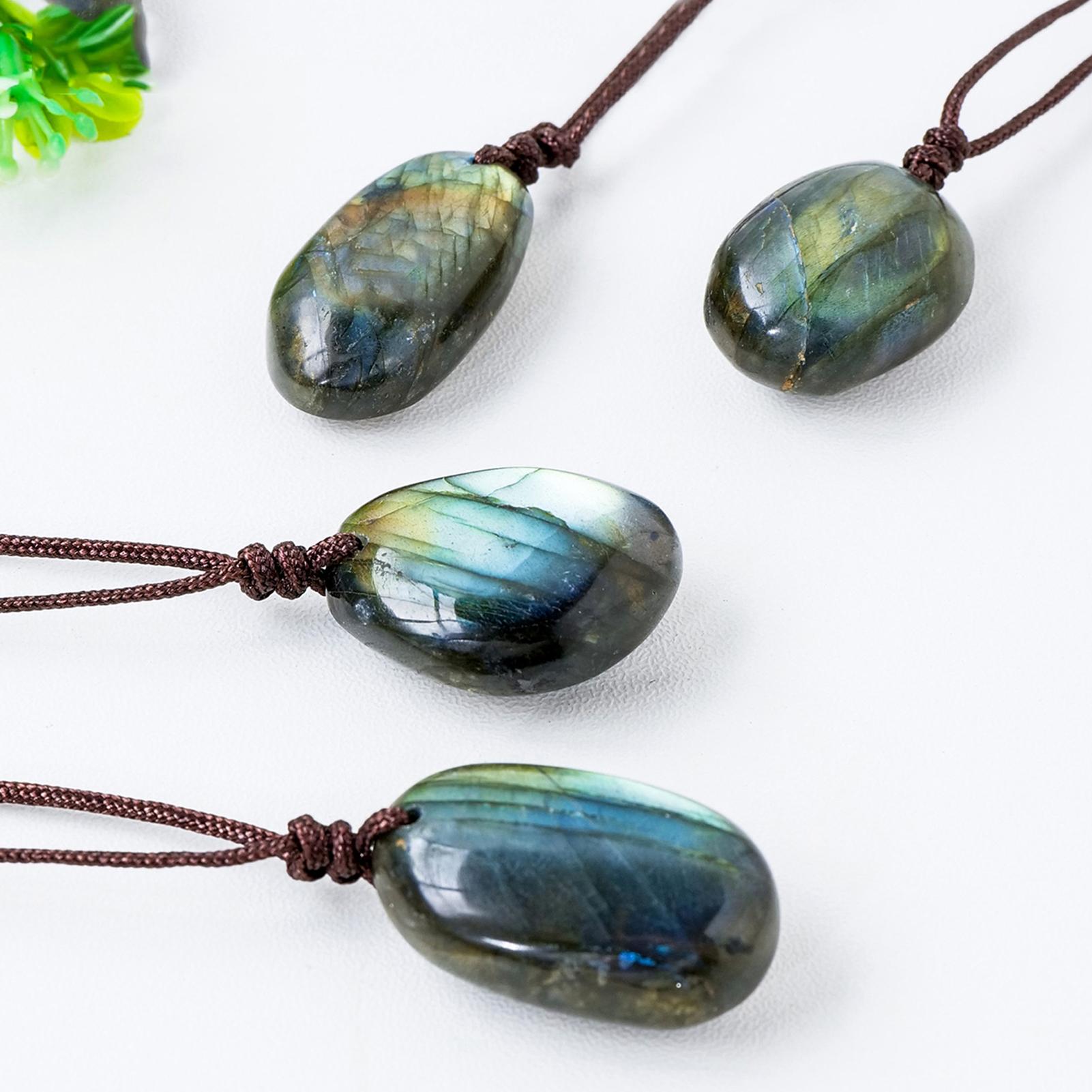 Crystal Pendant Necklace Natural Stone - Doğal Labradorit Kolye Kolye Erkek Kadın