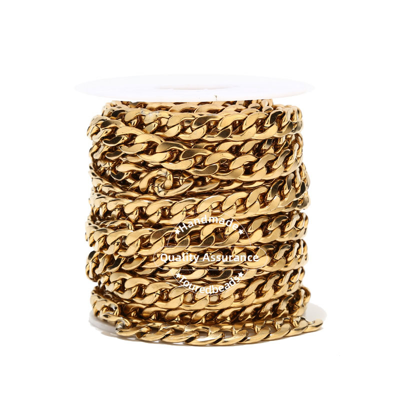 Cuban Link Chain 12Mm - 1m altın ton 12mm genişlik ağır