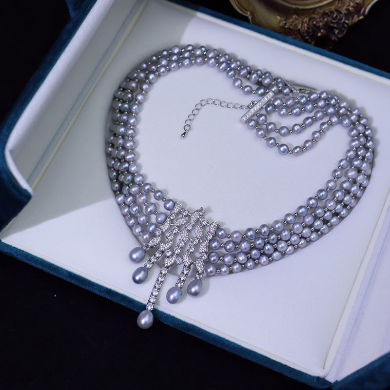 Pearl Choker Necklace Vintage - Tatlı Su İncisi Kolye, Vintage Üç