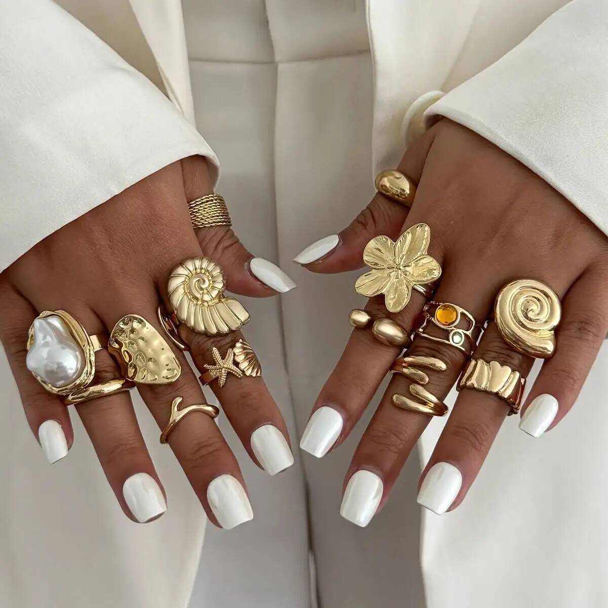 Vintage Punk Knuckle Rings Set - IngeSight.Z 14 Adet/takım Hip Hop Yaratıcı