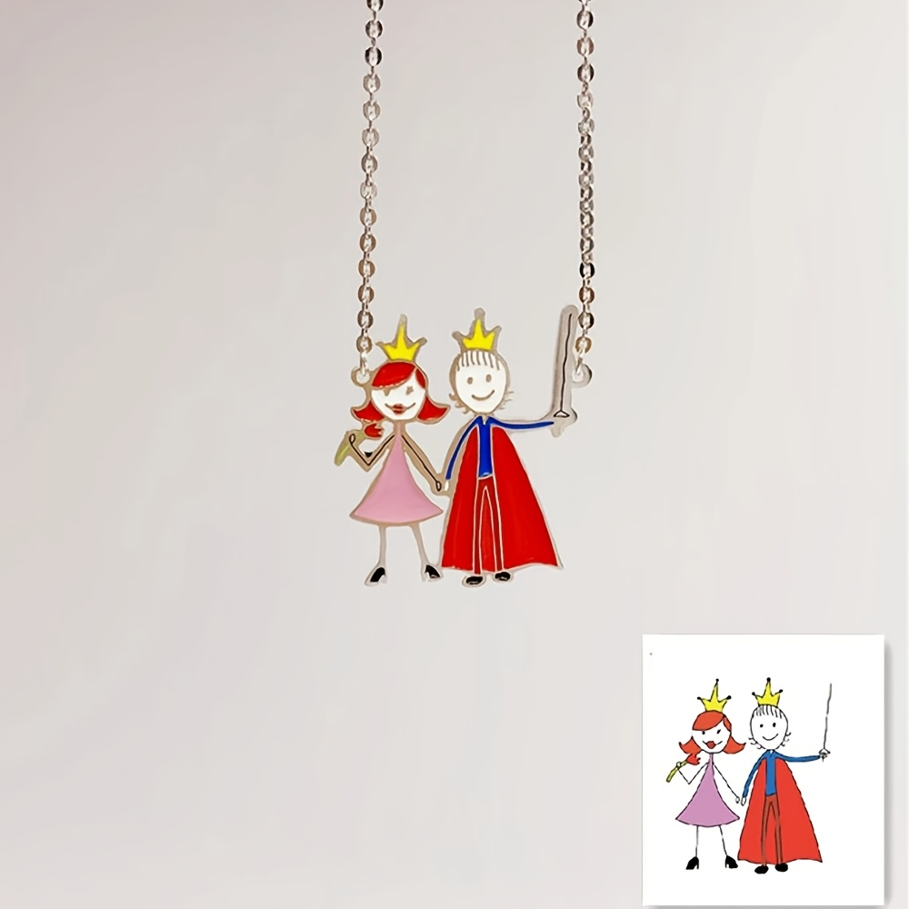 Custom Name Necklace Stainless Steel - Özel Emaye Kolye Çocuk Çizim Yapma