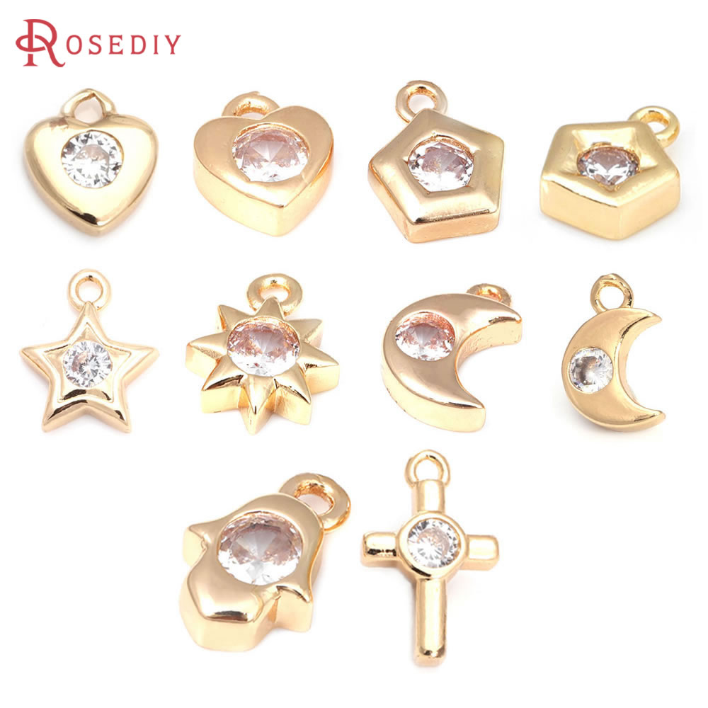 Cross Pendant Necklace Gold - 18K altın renk pirinç zirkon çapraz