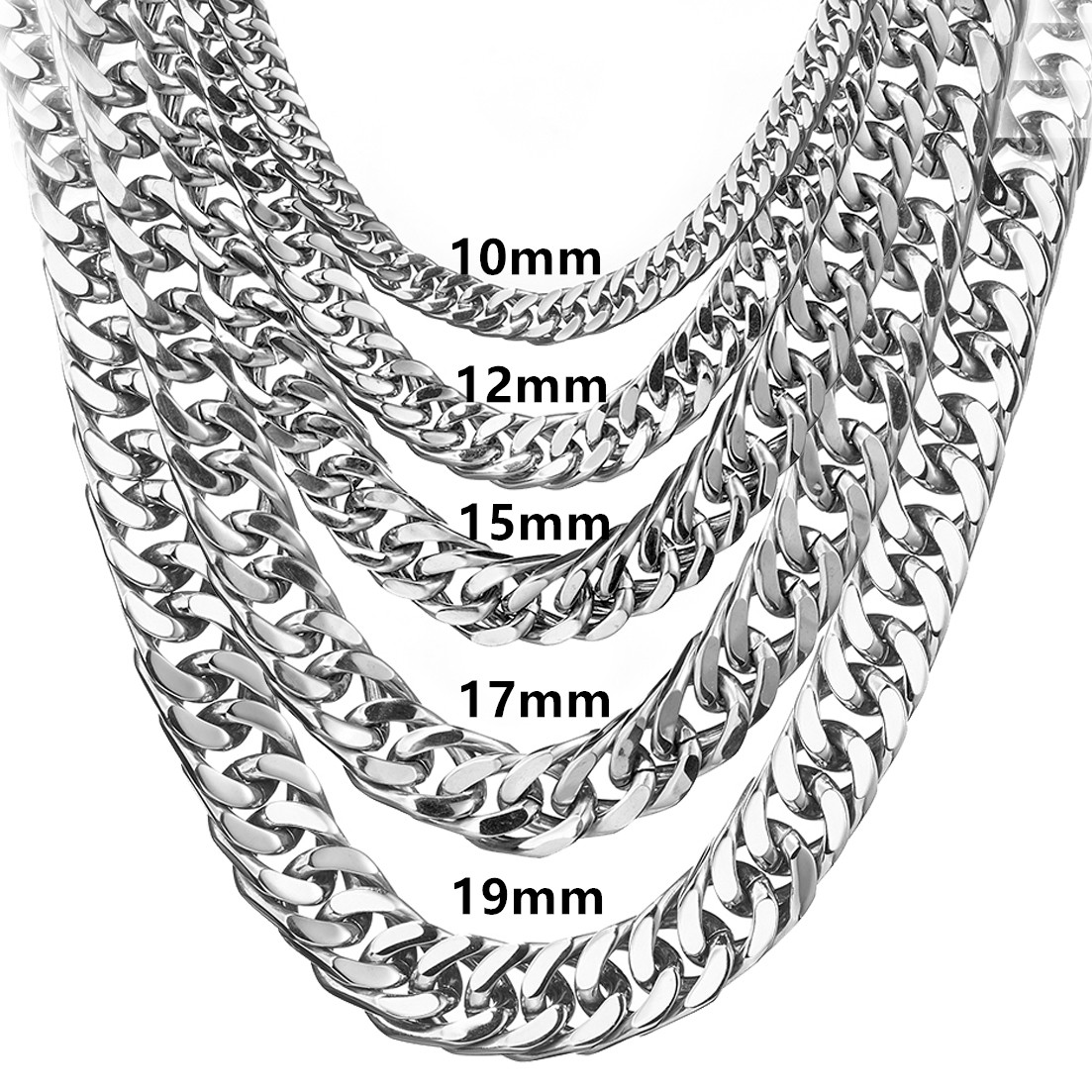 Cuban Link Chain 12Mm - 8mm-19mm herhangi bir uzunluk ağır cilalı