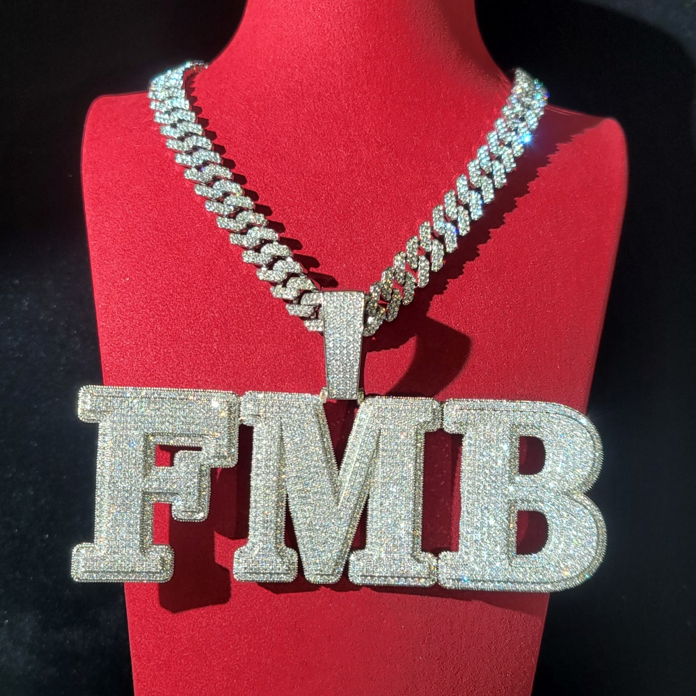 Cuban Link Chain 12Mm - Özel Tasarım Kübik Zirkon Harf ve