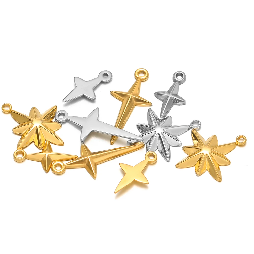 Cross Pendant Necklace Gold - 5 adet Yüksek Kalite Paslanmaz Çelik
