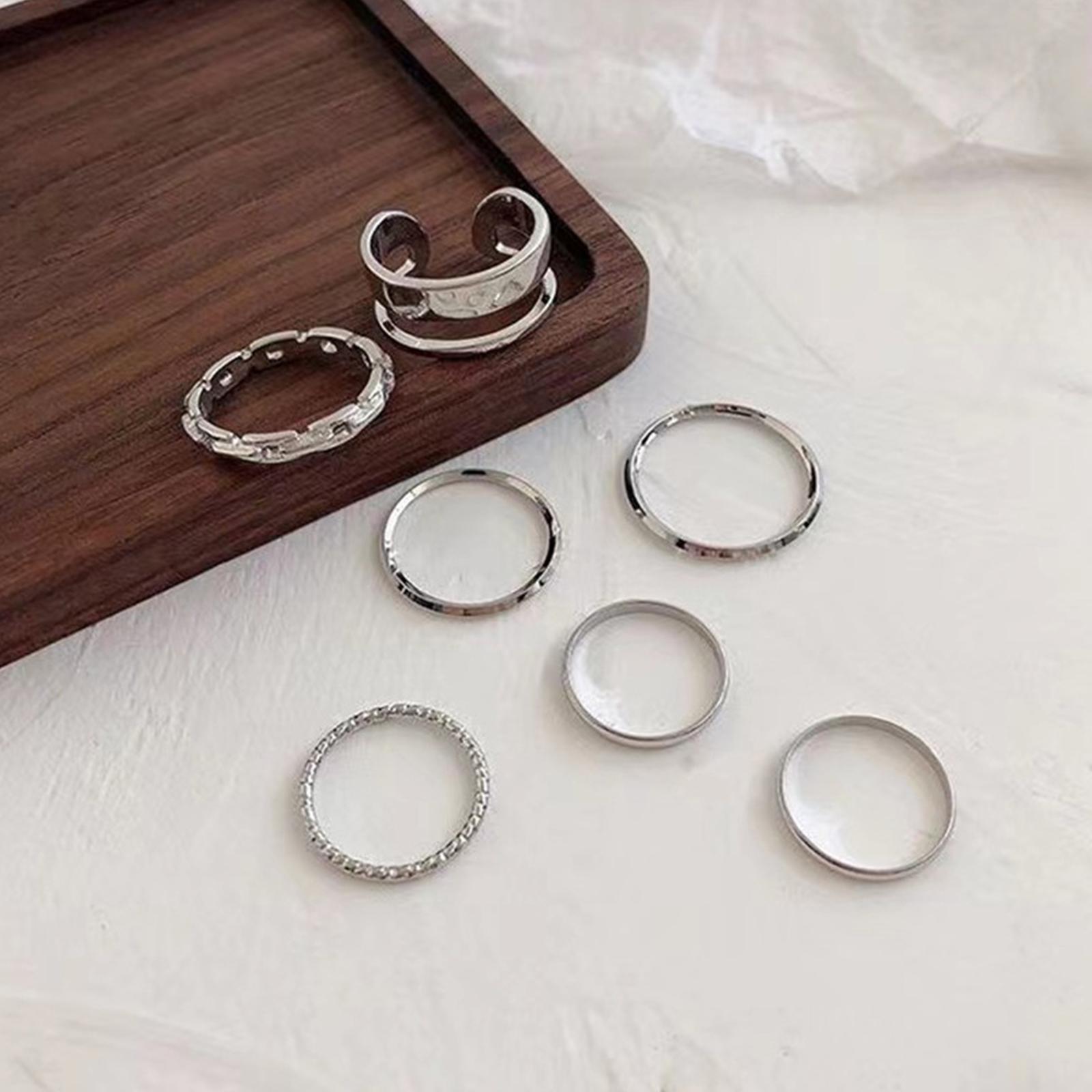 Vintage Punk Knuckle Rings Set - Kadınlar İçin Hip Hop Yüzük Seti