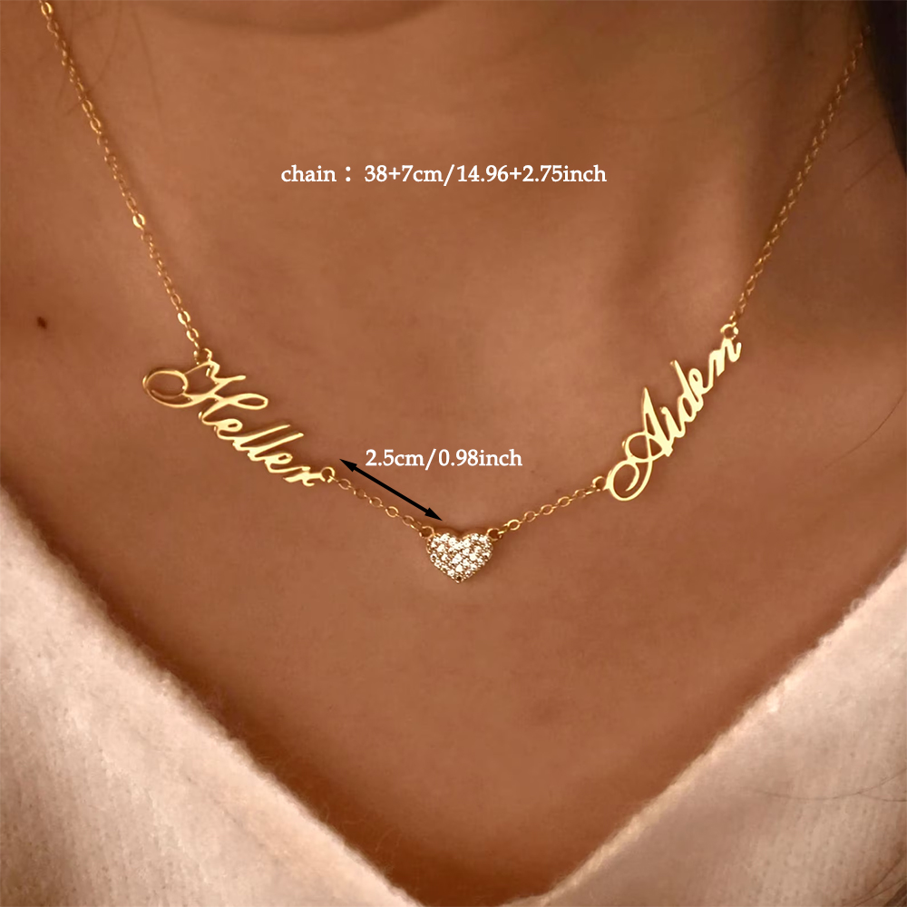 Kadınlar için özel iki isim ko - Custom Name Necklace Stainless Steel incelemesi ve fiyatı