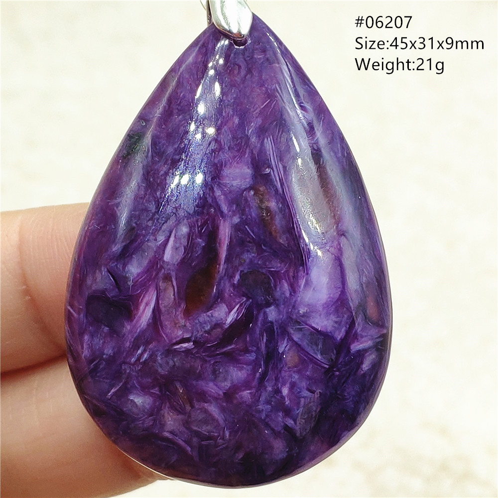 Doğal Mor Charoite Su Damlası  - 925 Sterling Silver Chain Necklace Men incelemesi ve fiyatı