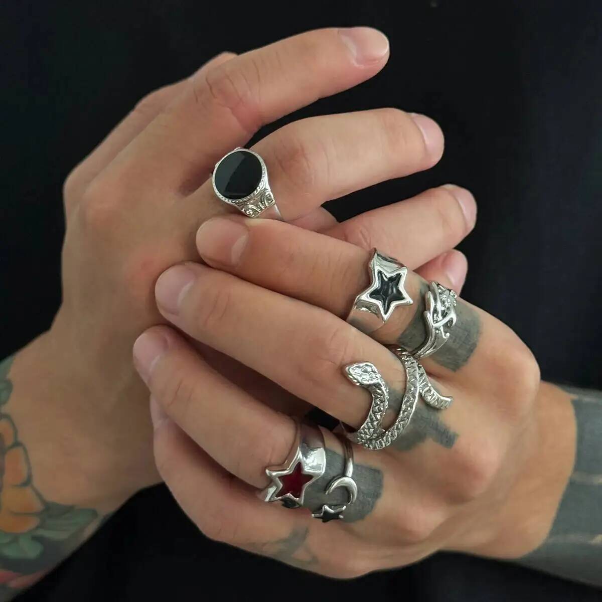 KunJoe 6 Adet Yeni Goth Yılan  - Vintage Punk Knuckle Rings Set incelemesi ve fiyatı