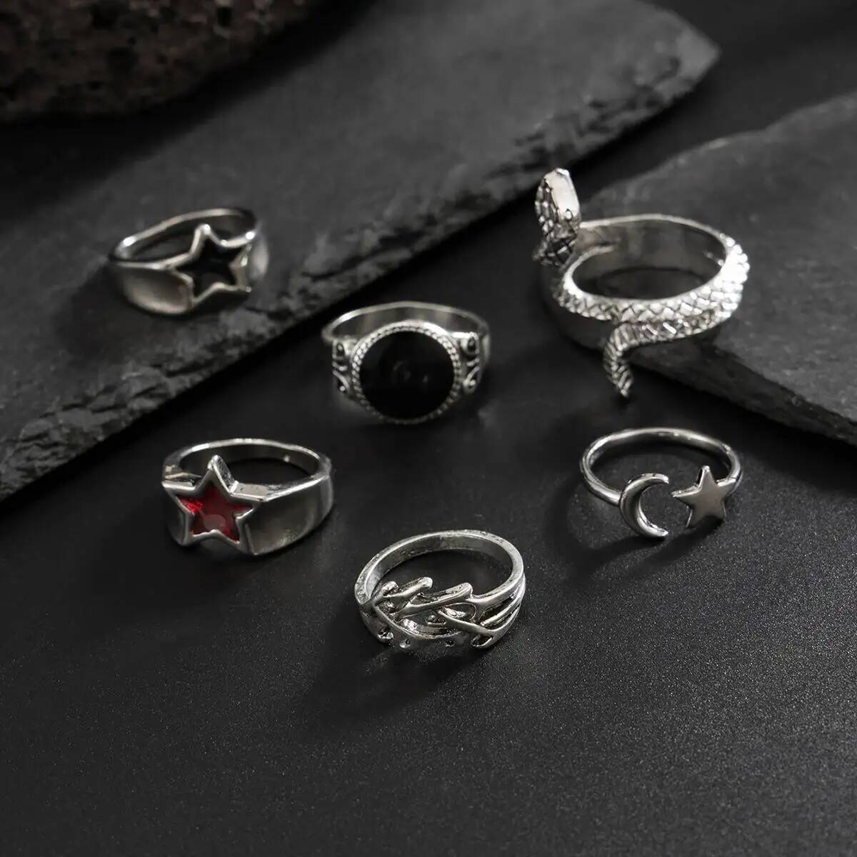 KunJoe 6 Adet Yeni Goth Yılan  - Vintage Punk Knuckle Rings Set incelemesi ve fiyatı