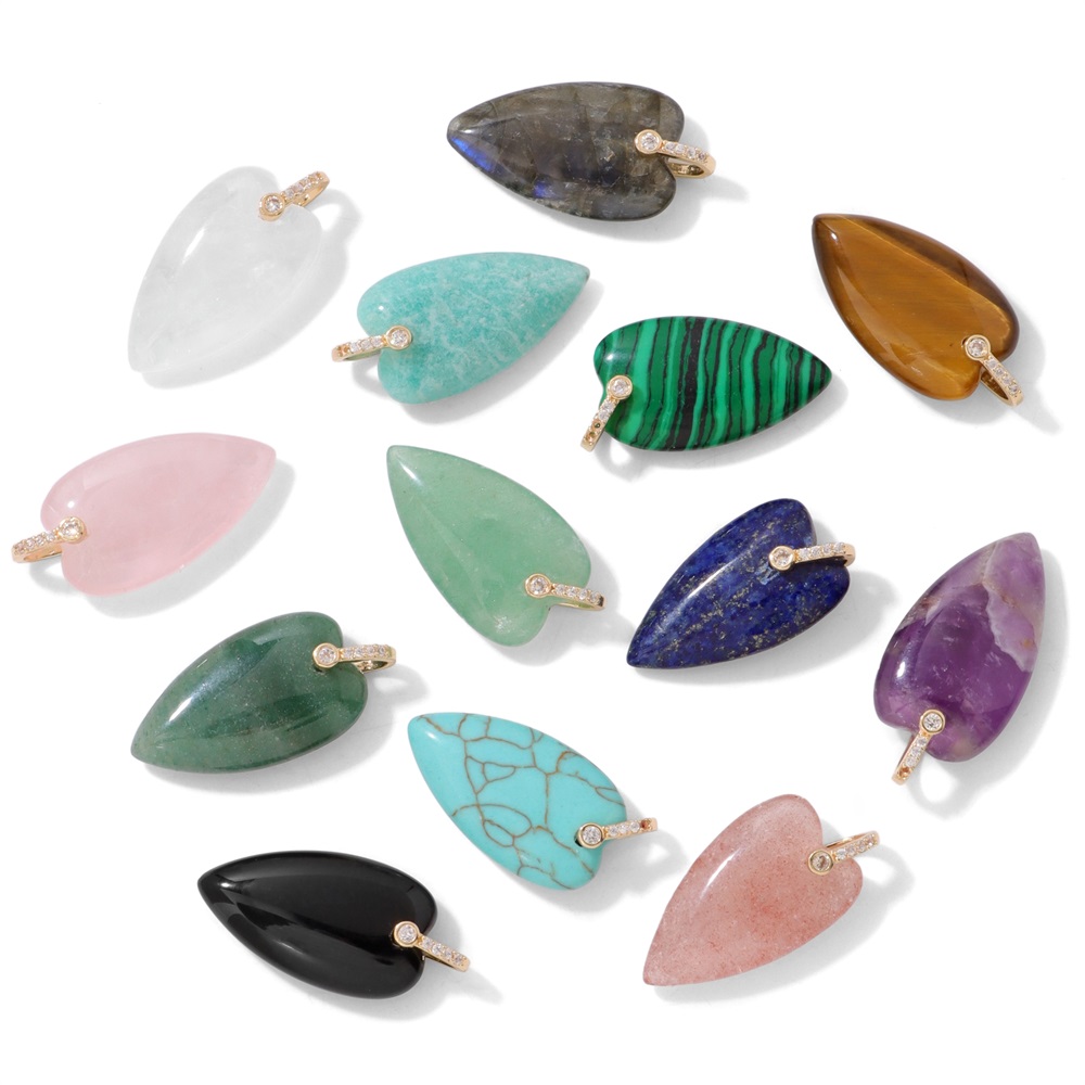 2 adet doğal taş kalp kolye, D - Crystal Pendant Necklace Natural Stone incelemesi ve fiyatı