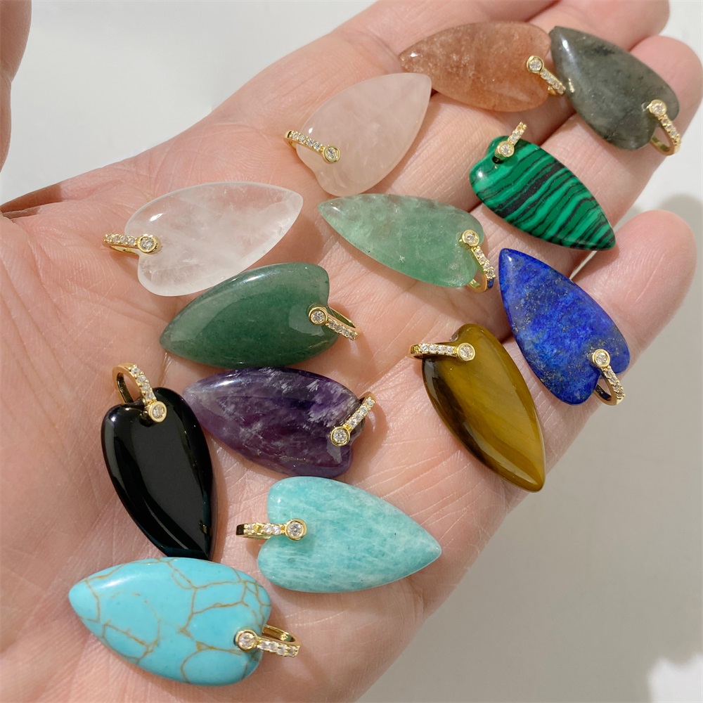 2 adet doğal taş kalp kolye, D - Crystal Pendant Necklace Natural Stone incelemesi ve fiyatı