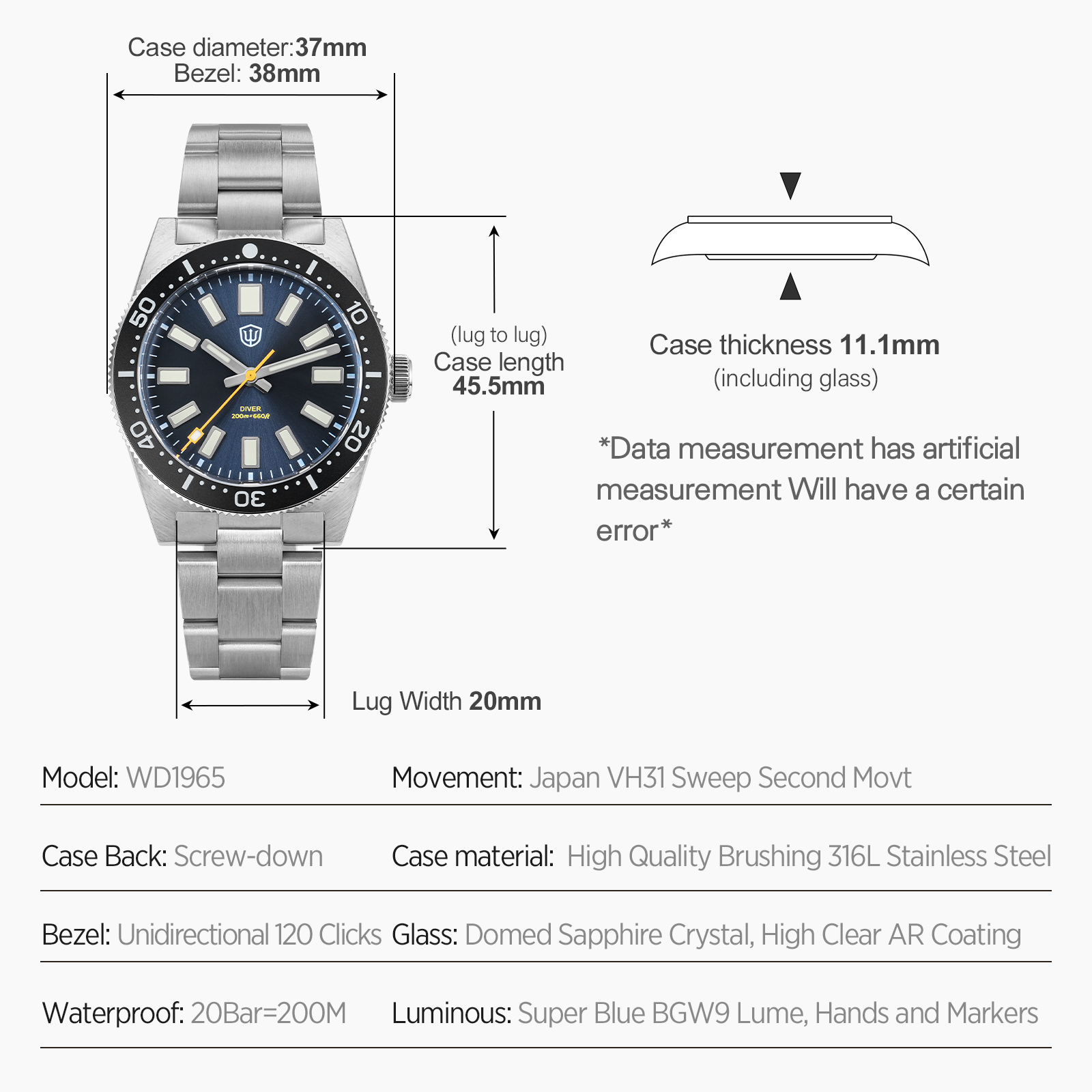 Watchdives 37Mm WD1965 V2 Erke - Watch Accessories incelemesi ve fiyatı