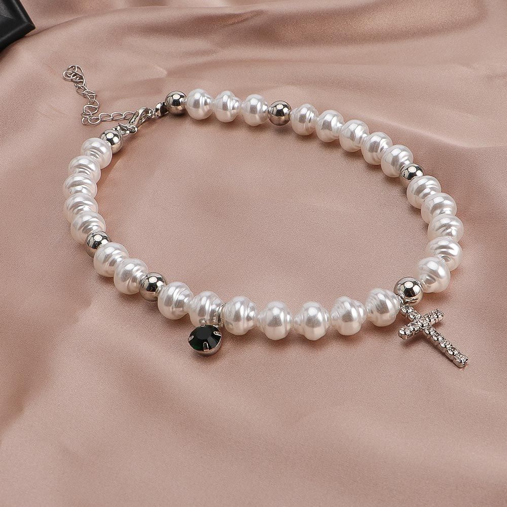 Vintage kolye kristal çapraz m - Pearl Choker Necklace Vintage incelemesi ve fiyatı