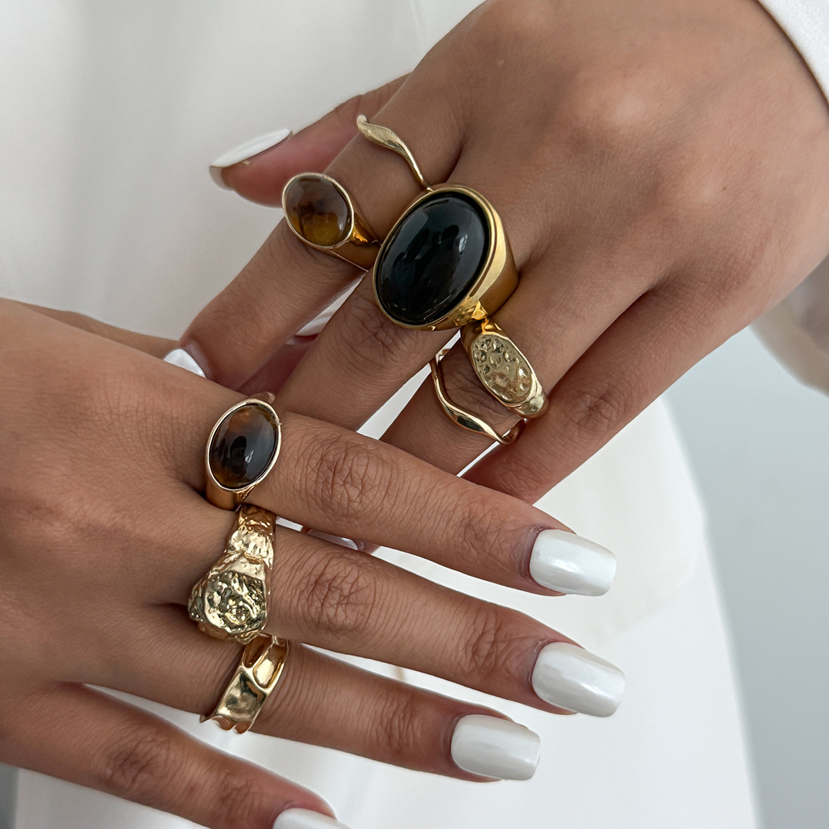 8 adet/takım Vintage Amber Rhi - Vintage Punk Knuckle Rings Set incelemesi ve fiyatı