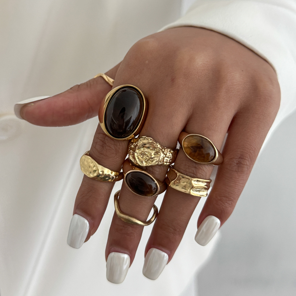 8 adet/takım Vintage Amber Rhi - Vintage Punk Knuckle Rings Set incelemesi ve fiyatı